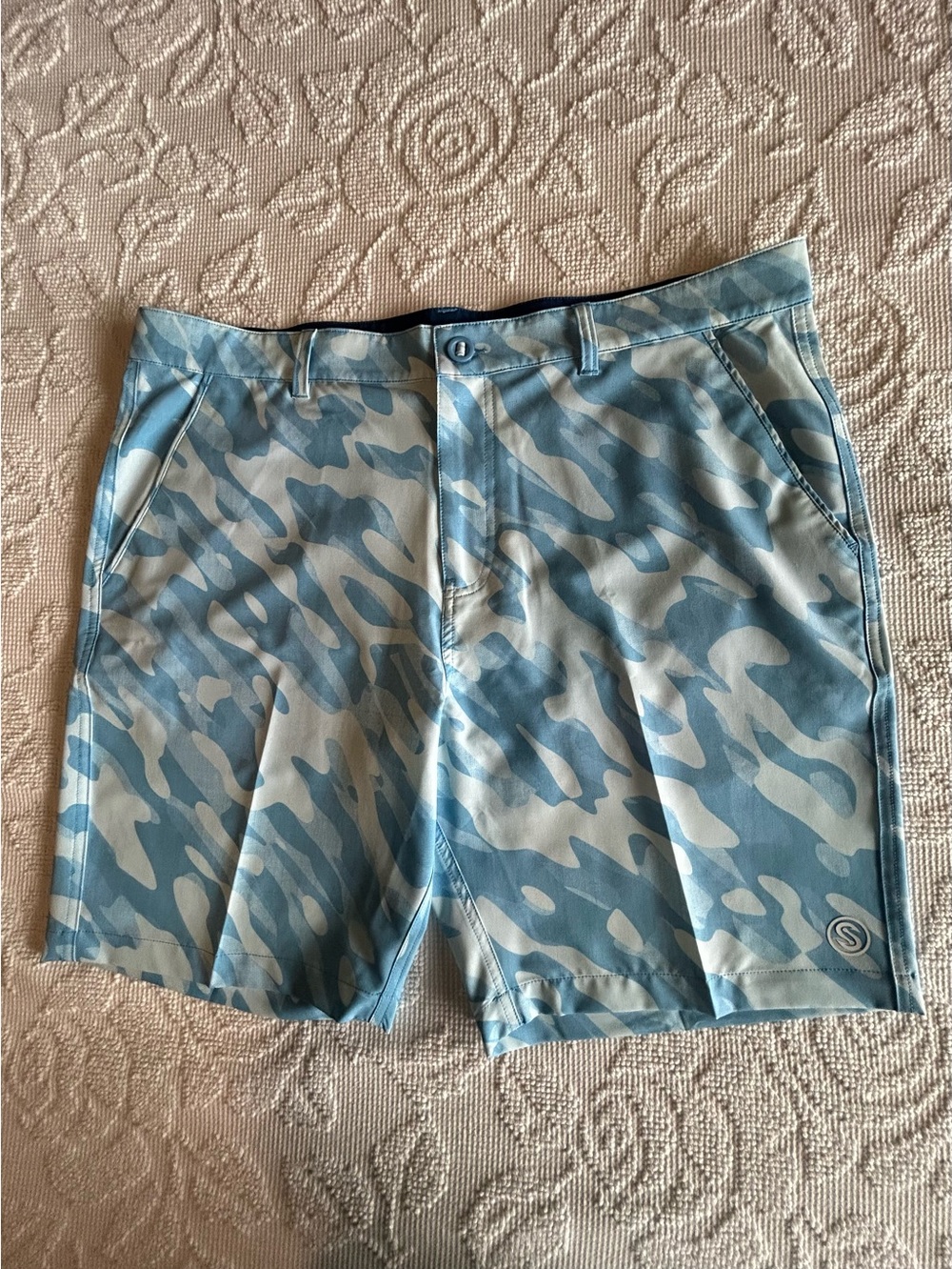 Scales Mens True Camo Walkshorts Blue Size 38 Performance Stretch 9” Inseam  $75
